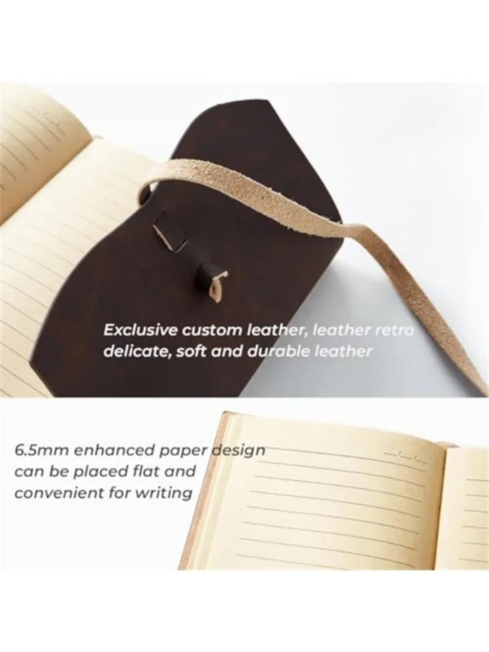 Leather Journal Notebook - Genuine Leather Journals for Writing 260 Pages 5x7.1